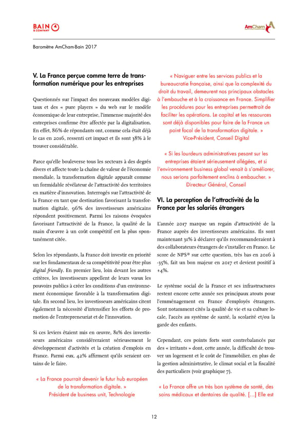 Baromètre AmCham-Bain | Report | 2017 - Page 12