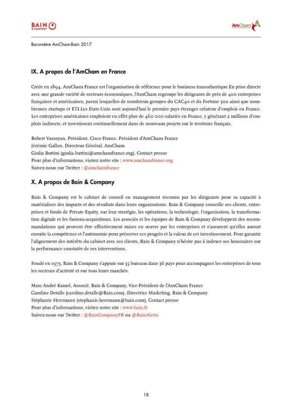 Baromètre AmCham-Bain | Report | 2017 - Page 18